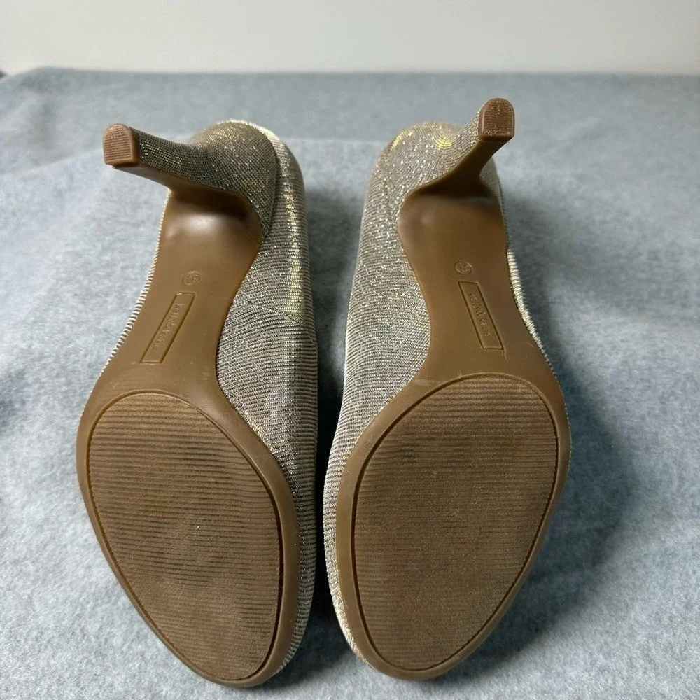 Kelly Katie Women's Glitter Heels Sparkle Pumps Champagne Gold Size 8.5